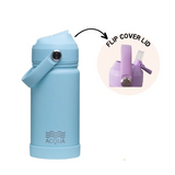 Acqua Flip Sip & Go! Double Wall Insulated Stainless Steel Water Bottle Seafoam Blue 12 oz