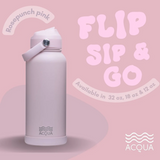 Acqua Flip Sip & Go! Double Wall Insulated Stainless Steel Water Bottle Rosepunch Pink 32 oz