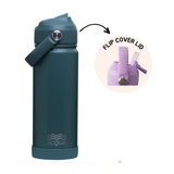 Acqua Flip Sip & Go! Double Wall Insulated Stainless Steel Water Bottle Seaweed Green 18 oz