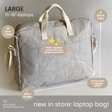 NEW! New Earth Washable Laptop Paper Bag - Large - Stone Grey