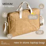 NEW! New Earth Washable Laptop Paper Bag - Medium - Tan
