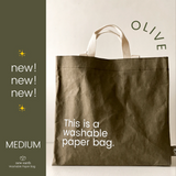 New Earth EcoCraft Washable Paper Bag - Medium - Olive