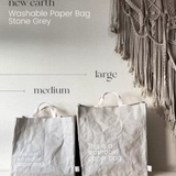 New Earth EcoCraft Washable Paper Bag - Medium - Stone Grey