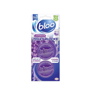 Bloo Toilet Blocks Lavender with Long Lasting Anti-Limescale Cleaning, Foaming & Purple Water