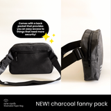 NEW! New Earth Fanny Pack Washable Paper Bag - Charcoal Black