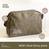 NEW! New Earth Fanny Pack Washable Paper Bag -Olive