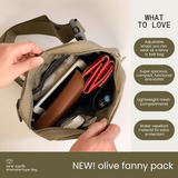 NEW! New Earth Fanny Pack Washable Paper Bag -Olive