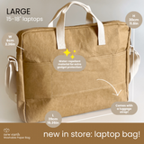 NEW! New Earth Washable Laptop Paper Bag - Large - Tan
