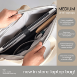 NEW! New Earth Washable Laptop Paper Bag - Medium - Stone Grey