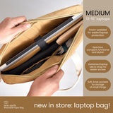 NEW! New Earth Washable Laptop Paper Bag - Medium - Tan