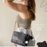 New Earth Washable Paper Bag- Mini Sling - Charcoal