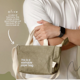 NEW! New Earth Washable Paper Bag - Mini Sling - Olive