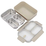 Noble Vessel Premium Lunch Box - Stainless and Leak-Proof | Nourish Trio (Off White)