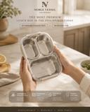 Noble Vessel Premium Lunch Box - Stainless and Leak-Proof | Nourish Trio (Off White)