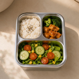 Noble Vessel Premium Lunch Box - Stainless and Leak-Proof | Nourish Trio (Off White)