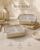 Noble Vessel Premium Lunch Box - Stainless and Leak-Proof | Nourish Quad (Off White)