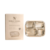 Noble Vessel Premium Lunch Box - Stainless and Leak-Proof | Nourish Quad (Off White)