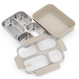 Noble Vessel Premium Lunch Box - Stainless and Leak-Proof | Nourish Quad (Off White)