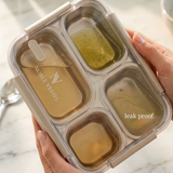 Noble Vessel Premium Lunch Box - Stainless and Leak-Proof | Nourish Quad (Off White)