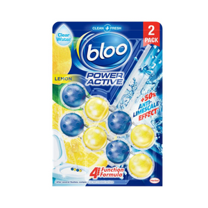 Bloo Power Active Toilet Rim Block Lemon, with Anti-Limescale, Cleaning Foam, Dirt Protection and Extra Freshness