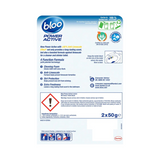 Bloo Power Active Toilet Rim Block Lemon, with Anti-Limescale, Cleaning Foam, Dirt Protection and Extra Freshness