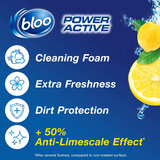 Bloo Power Active Toilet Rim Block Lemon, with Anti-Limescale, Cleaning Foam, Dirt Protection and Extra Freshness