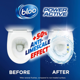 Bloo Power Active Toilet Rim Block Lemon, with Anti-Limescale, Cleaning Foam, Dirt Protection and Extra Freshness