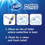 Bloo Power Active Toilet Rim Block Lemon, with Anti-Limescale, Cleaning Foam, Dirt Protection and Extra Freshness