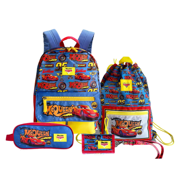 Totsafe Disney Pixar Cars Classic Graphic Collection (Backpack - Drawstring Backpack - Pouch - Lanyard Wallet)