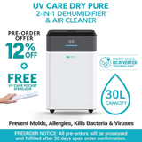 [Pre-Order / Unit Not On Hand - Fulfillment after 30 Days] UV Care Dry Pure Dehumidifier & Air Cleaner: 30L