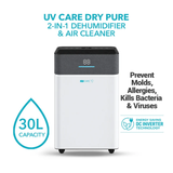 [Pre-Order / Unit Not On Hand - Fulfillment after 30 Days] UV Care Dry Pure Dehumidifier & Air Cleaner: 30L