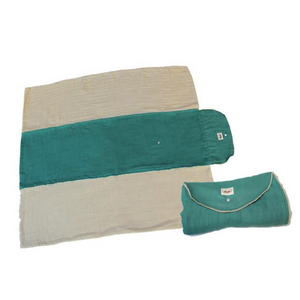 Poncho Baby Baby Blanket - Organic Roly Blanket - Reversible Emerald/Beige