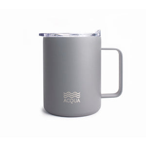 Acqua Stainless Steel Mug with Handle, 375ml Double-Wall Vacuum Insulated with Lid