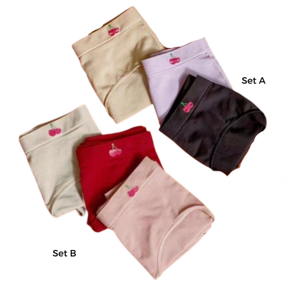 Cherry Red Cotton Underwear Set for Women / Organic Cotton