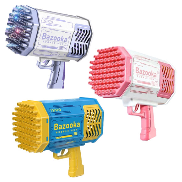 Bazooka Bubble Gun with Colorful Lights (69-hole | Rechargeable) - BUY 2, GET FREE 1 500ML BOTTLE OF BUBBLE SOLUTION