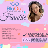 BluOut Frankie Anti-Blue Light Eyewear for Adults (Non-prescription lens)