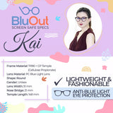 BluOut Kai Anti-Blue Light Eyewear for Adults (Non-prescription lens)