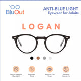 BluOut Logan Anti-Blue Light Eyewear for Adults (Non-prescription lens)