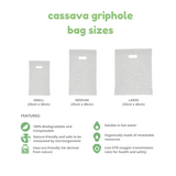 Cassava Biobag - "I am a cassava bag" Griphole Bag Large (50pcs) - Philippine Eagle White