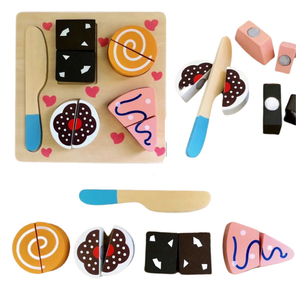 Pretend Play Toy: Cutting Board Puzzle (Desserts Design)