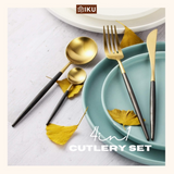 Iku 4-in-1 Cutlery Set - Black/Gold