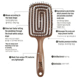 Yao Moving Square Hair Brush Wooden Texture (For Long Length Hair)