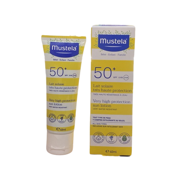 Mustela Very High Protection Sun Lotion 2022 version - SPF 50+ - 40ml (For Babies and Adults)