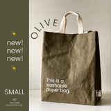New Earth EcoCraft Washable Paper Bag - Small - Olive