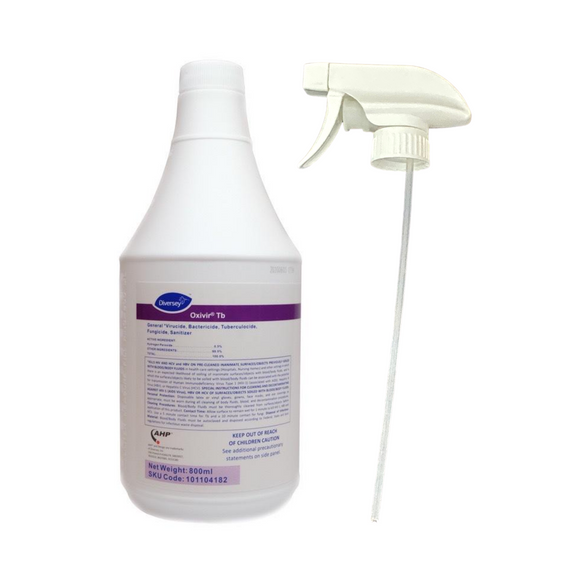 Diversey Oxivir TB Hospital Grade Disinfectant Cleaner (Ready to Use w/ Nozzle Spray) - 800ml