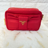 Pre-loved. Prada Tessuto Fiocco Nylon Box Crossbody Bag - Rosso Red