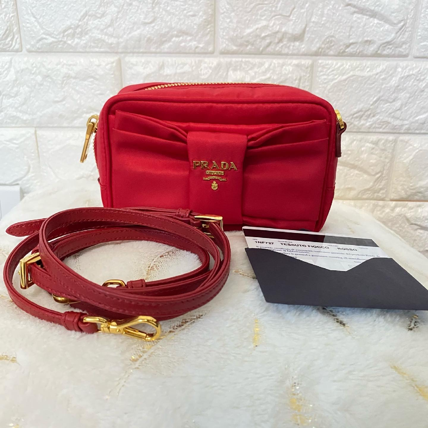 Red Prada Tessuto Crossbody Bag