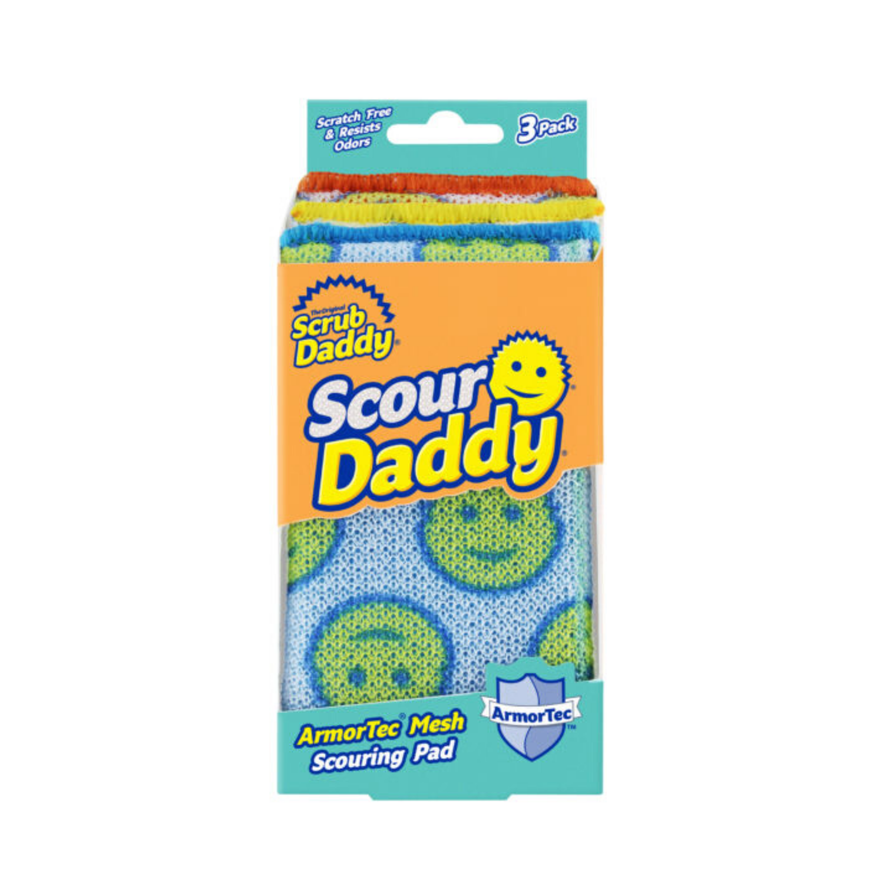 Scrub Daddy Scour Pads - Scour Daddy - Multi-Surface Scouring Pad,  Absorbent, Durable, FlexTexture Sponge, Soft in Warm Water, Firm in Cold,  Scratch