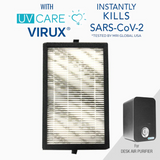 UV Care Desk Air Purifier Replacement Filter - Medical Grade H13 HEPA Filter with Virux Patented Technology - instantly kills 99.97% SARS-CoV-2