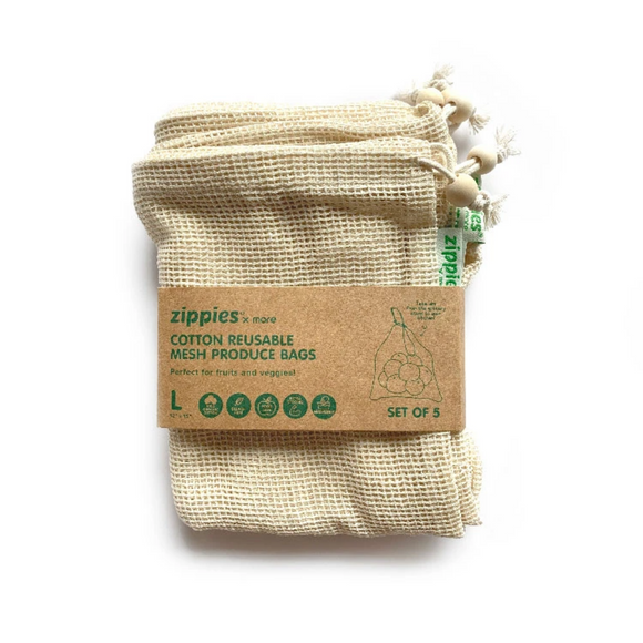 Zippies Reusable Cotton Mesh Bags 5s - Large